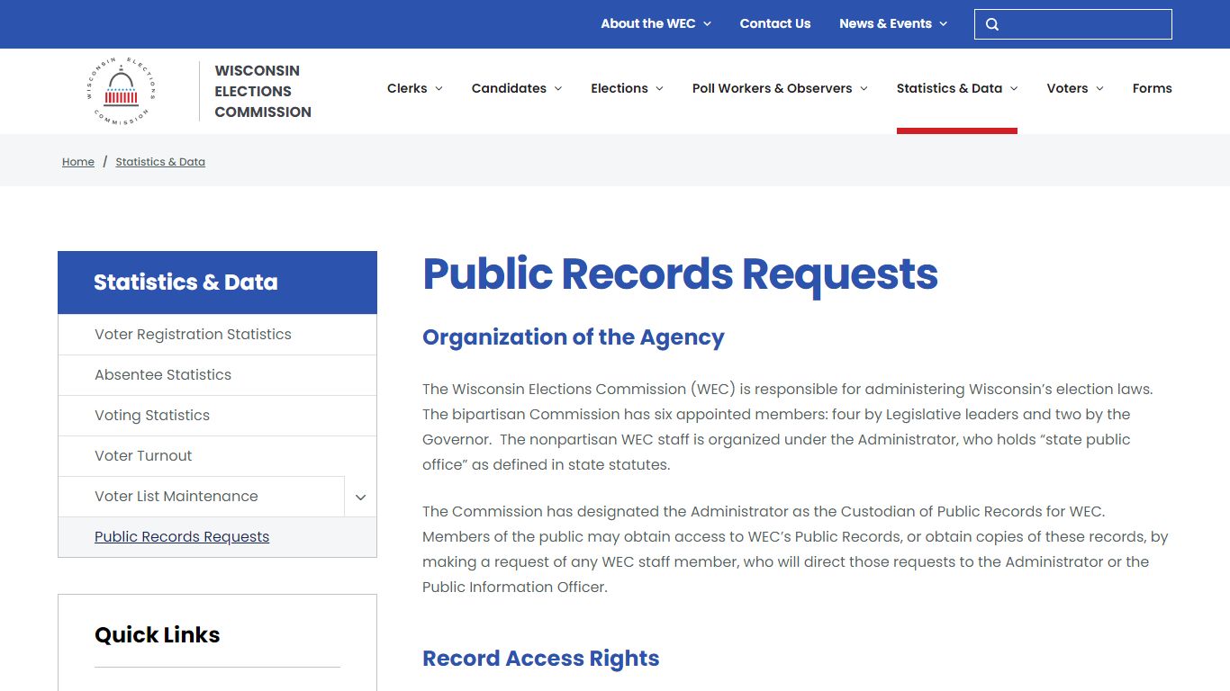 Public Records Requests | Wisconsin Elections Commission